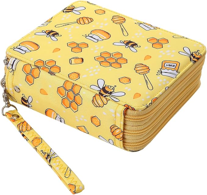 Portable Colored Printing Pattern Pencil Case Holds 72 pcs Pencils Bag Organizer with Handy Wrap Portable- Multilayer Holder for Watercolor Pens or Markers, Pencil Case Organizer for Artist