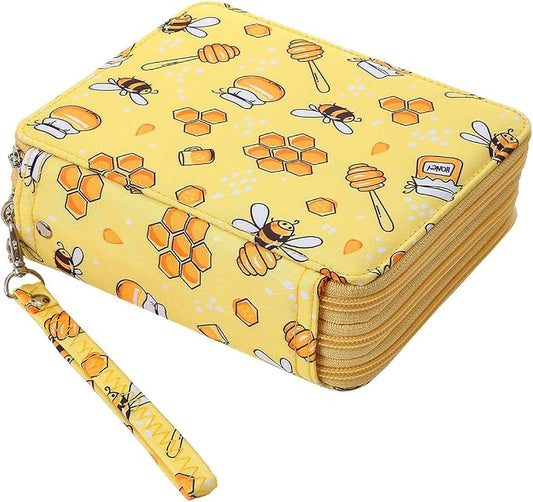 Portable Colored Printing Pattern Pencil Case Holds 72 pcs Pencils Bag Organizer with Handy Wrap Portable- Multilayer Holder for Watercolor Pens or Markers, Pencil Case Organizer for Artist