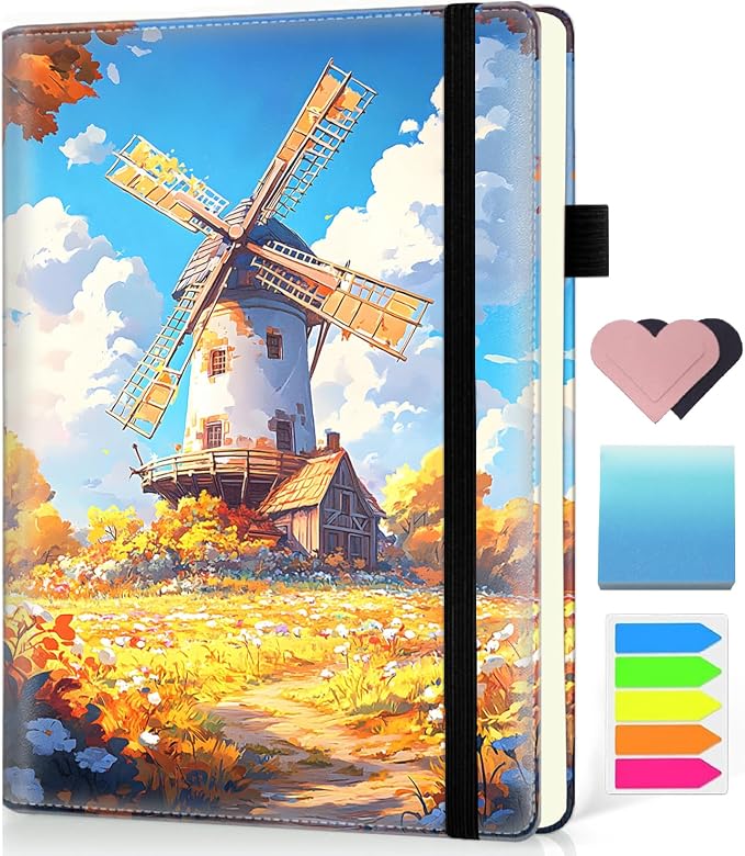 Hardcover Executive Notebooks, A5 PU Leather Lined Journal Notebook, 200 Pages Thick Paper Subject Notebooks for School,Work,Home Writing Business Notebook, Diary Book ，Harvest Season