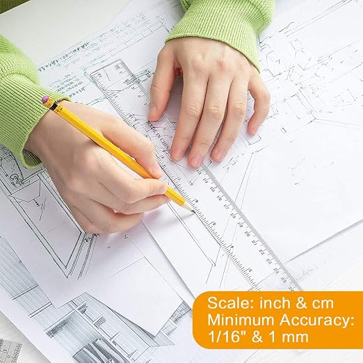 Viaky 12 Inch Clear Plastic Rulers,2 Pack,30CM Straight Ruler | Measuring Ruler with Inches&Centimeters, Easy to Read Markings, Scratch-Resistant Design, for Office,Back to School Supplies