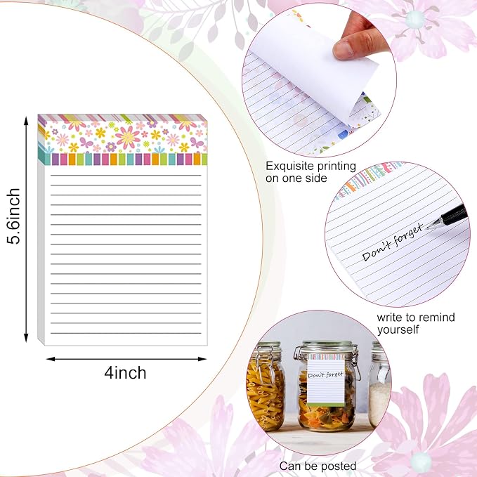 8 Pcs Cute Note Pads Fun Pattern Notepads for Women Colorful Scratch Memo Gift for Refrigerator Office Home to Do List Supplies,30 Sheets Per,4 x 5.6''