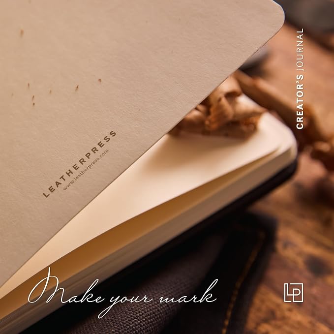 Leatherpress Luxury Leather Sketchbook, Hardcover Drawing Notebook | Pen Loop/Magnetic Closure, Acid Free 150gsm Thick Paper, Full-Grain Leather Artisan Collection (9.3” x 7.8” x .9”)