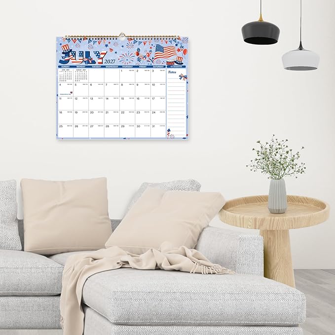 Calendar 2026-2027, 18 Month Wall Calendar July 2026 to December 2027, 14.8" X 11.5", Calendar with Twin-Wire Binding, Hanging Hook and Julian Dates for Home or Office (Seasonal Designs)