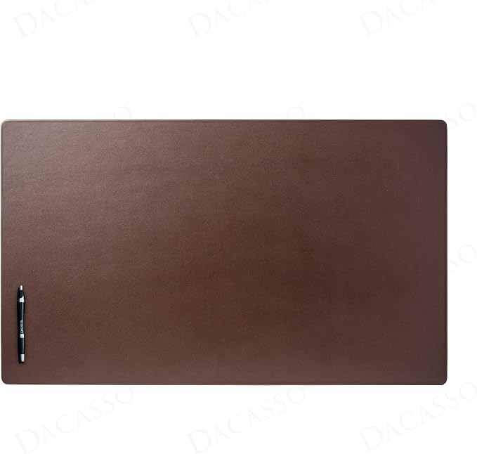 Dacasso 34" x 20", Chocolate Brown Luxury Leather Desk Pad w/Out Side Rails - Executive Desk Mat Surface Protector