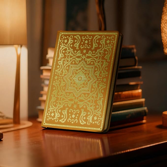 Gilded Vintage Leather Journal Hardcover Antique Diary Notebook | Ornate Decorative Pattern Cover, Premium Lined Paper, Classic Diary for Journaling, Writing, Poetry & Gifting