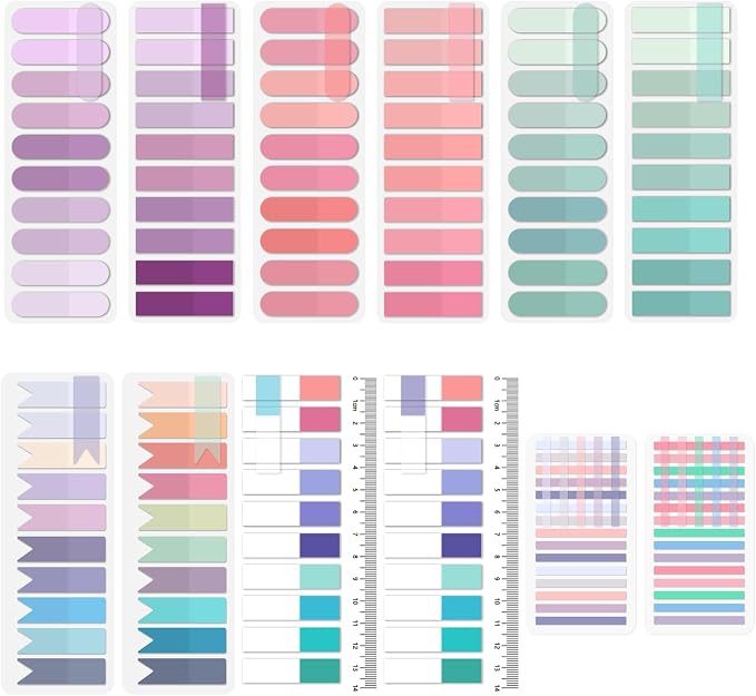 Temiary 2600 Pcs Transparent Sticky Index Tabs for Annotating, Colorful Books Tabs Clear Flags Strip Notes Tabs, Translucent Writable and Repositionable Page Markers for Bible Study Notebooks (Pastel)
