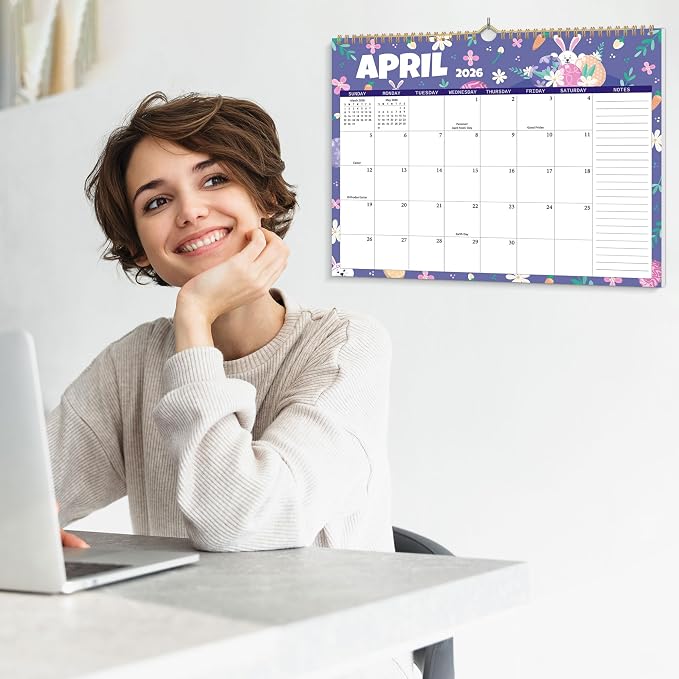 2026 Wall Calendar 12 Months, Wall Calendar from January 2026 to December 2026, Large Hanging Calendar with Thick Paper, Perfect for Home and Office Monthly Organizing & Planning, 14"x11", Seasonal