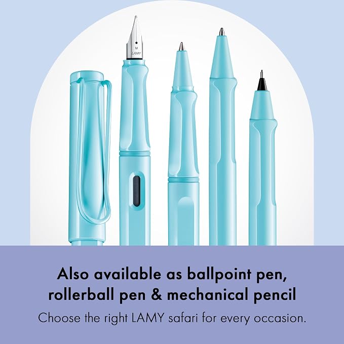 LAMY safari aquasky - Fountain Pen with ergonomic grip & polished Left-Handed steel nib (LH) in size M - ideal for any Writing & Calligraphy - including LAMY T 10 blue cartridge