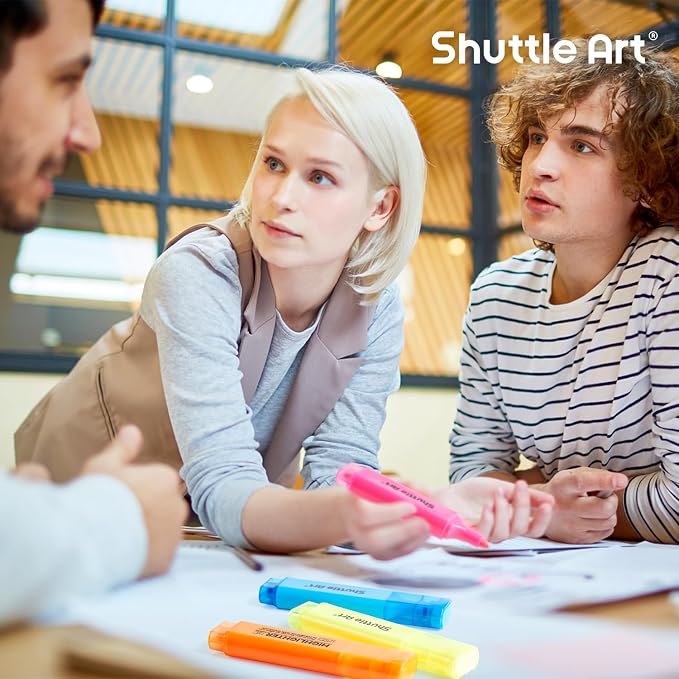Shuttle Art 8 Assorted Colors Highlighters, Chisel Tip Dry-Quickly Non-Toxic Highlighter Markers for Adults Teachers Students Highlighting on Home School Office