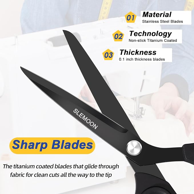 8.5" Scissors All Purpose, Heavy Duty Office Scissor | Sharp Blades and Comfort Grip Handle,Suit for Fabric Cutting, Paper Craft & Sewing Projects, Black