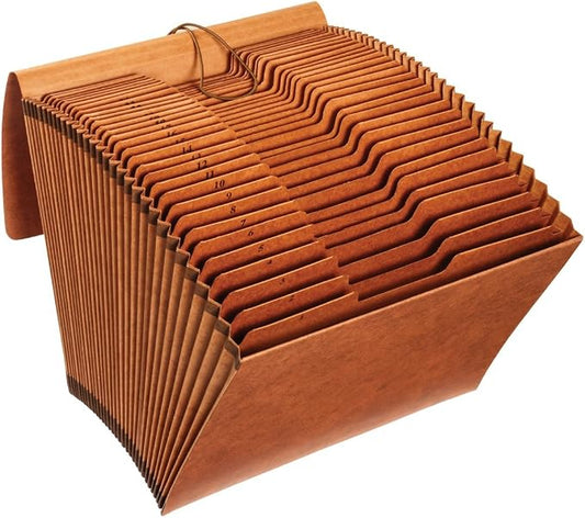 Globe Weis Globe-Weis/Pendaflex Heavy Duty 31-Pocket Expanding File with Flap, 1-31 Index, Letter Size, Brown, (R117DLHD)