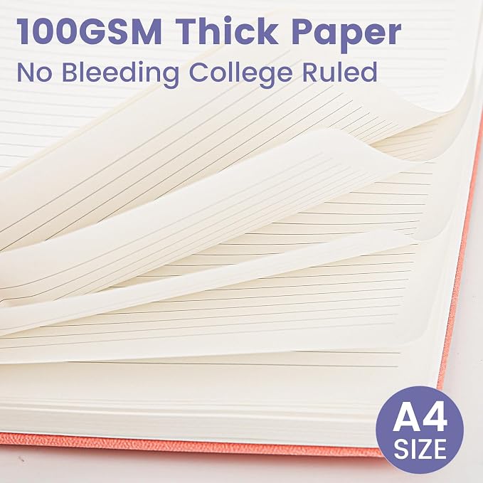 Spiral Notebook - 8.5 x 10.98 Inch Large Hard Cover Notebook with Elastic Band & Pocket, 180 Pages, Lay Flat Wirebound Journal for Work, School, Planning & Note Taking Violet