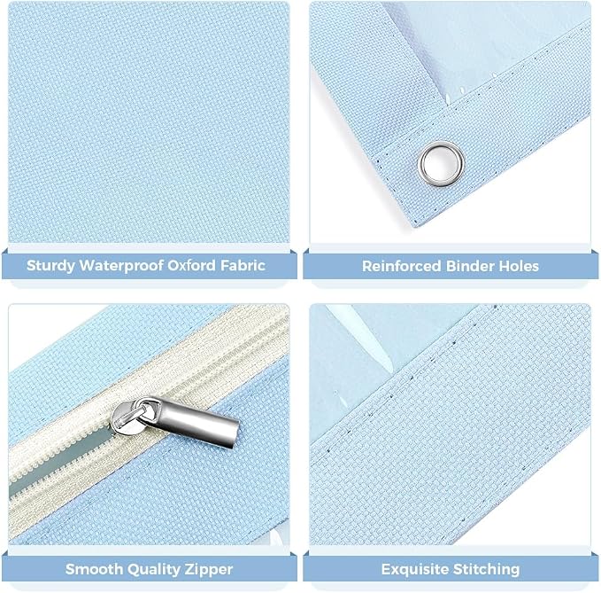 SKYDUE Pencil Pouch for 3 Ring Binder, Zipper Pencil Pouches for Girls Boys, Clear Window Pencil Bag, 3 Ring Pencil Pouch Case for Binder, Durable Organizer for School Supplies