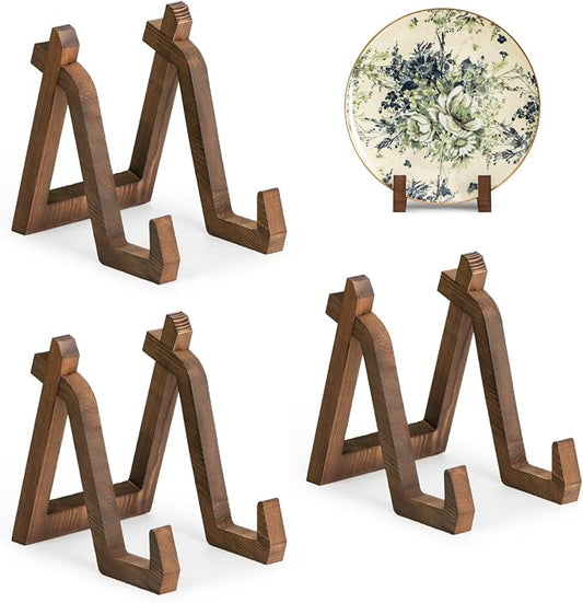 ANBOXIT Plate Display Stand, 3 Pack 8 Inch Plate Holder for Displaying, Decorative Picture Frame Dish Photo Plaque Platter Wood Stand | Decorative Plate Stand for Picture Frame Dish Photo Plaque Platter Wood Stand
