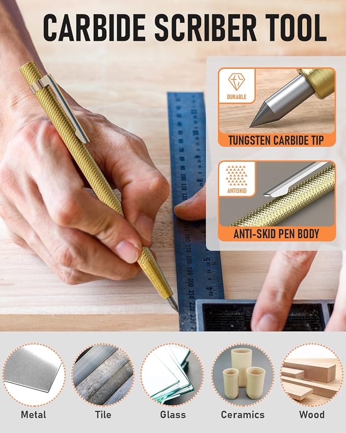 Nicpro 31 Pack Carpenter Pencil Set with Sharpener, Mechanical Carpenter Pencils with 128PCS Refills and Carbide Scribe Tool, Heavy Duty Construction Pencils for Architect Woodworking-With Canvas Case
