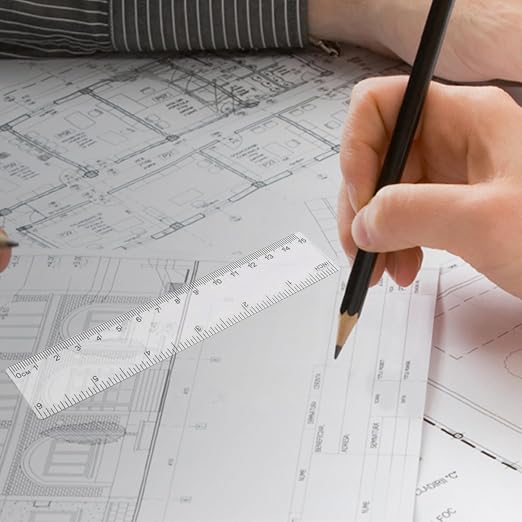Ruler 12 Inch,12 and 6 Inch Ruler Clear Plastic Rulers with Inches and Centimeters School Office