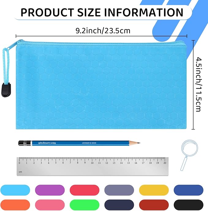 YOPCDJ 72pcs Pencil Pouch Bulk,Zipper Pouches,Waterproof Pencil Bags, Small Organizing Bags in 12 Colors for Classroom,Office Supplies Storage and Travel Accessories