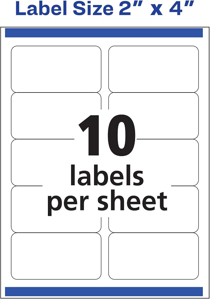 Avery Repositionable Shipping Labels for Inkjet Printers 2 x 4, Box of 250 (58163), White (Pack of 2)