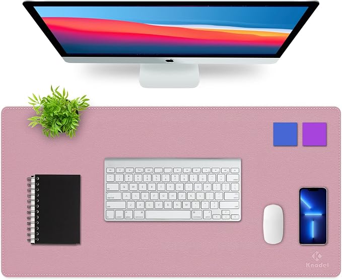 K KNODEL Large Sewing Leather Desk Mat, Desk Pad (Purple, 31.5" x 15.7") | Mouse and Keyboard Pad, PVC Computer and Laptop Mat, Desktop Protector and Cover, Writing Pad and Blotter for Home Office