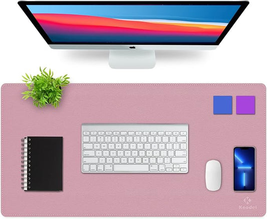 K KNODEL Large Sewing Leather Desk Mat, Desk Pad (Purple, 31.5" x 15.7") | Mouse and Keyboard Pad, PVC Computer and Laptop Mat, Desktop Protector and Cover, Writing Pad and Blotter for Home Office