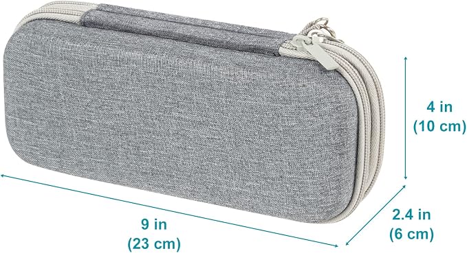 ProCase 2-Layer Hard Pencil Case, Large Capacity Storage Box Pouch, Grey | Stationery Holder Organizer with Zipper Fits Pens Desk Office & School Supplies