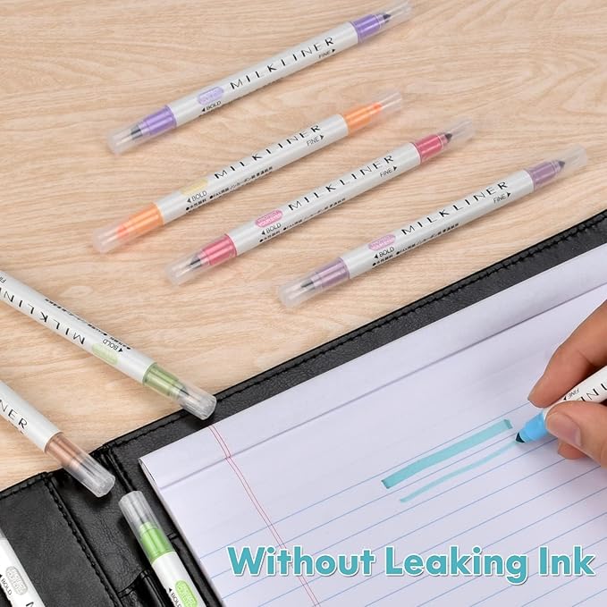 YOOUSOO 12 PCS Aesthetic Highlighters Assorted Colors, Pastel Highlighters | Unique Retro Color, Quick Dry Dual Tip No Bleed Highlighter Markers for School Office Bible Journals Planners Books Notes