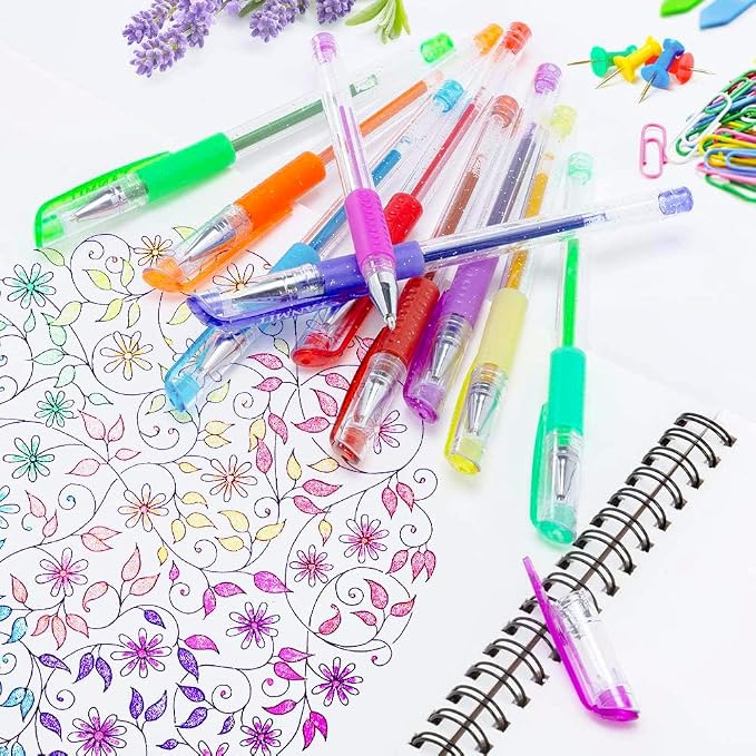TANMIT 36 Colors Gel Pens Set for Adult Coloring Books with 40% More Ink | Juicy & Smooth Coloring Pens Great for Doodling, Journaling and Drawing