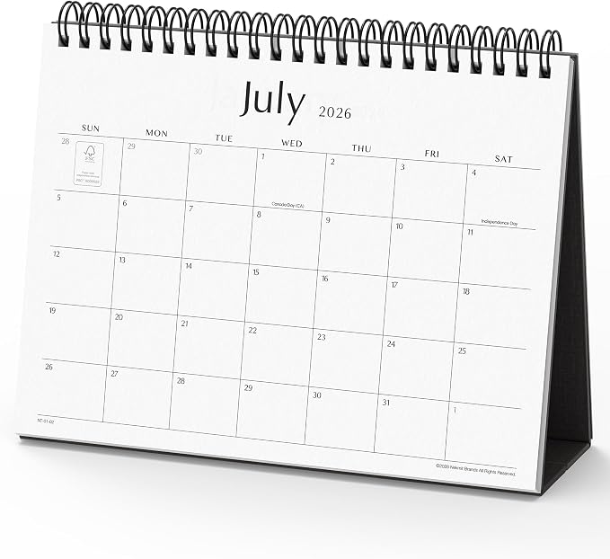 Desk Calendar 2026, Nekmit Standing Flip Desktop Calendar Covers 18 Months Runs from July 2026 to December 2027, Flip Small Desk Calendars with Stickers and Flower Design 8x6"