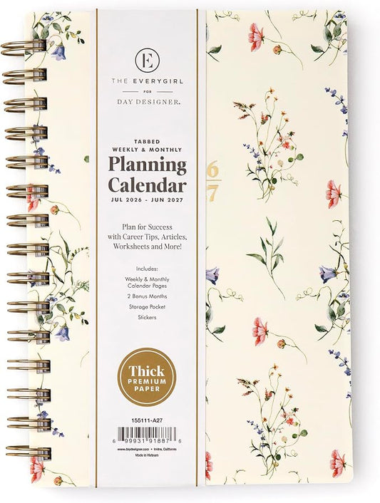 Blue Sky 2026-2027 Weekly & Monthly Academic Planner, 5"x8", Marisa | July 2026 - June 2027, Flexible Cover, Wirebound, Laminated Tabs, Storage Pocket, Stickers, Academic Year, The Everygirl