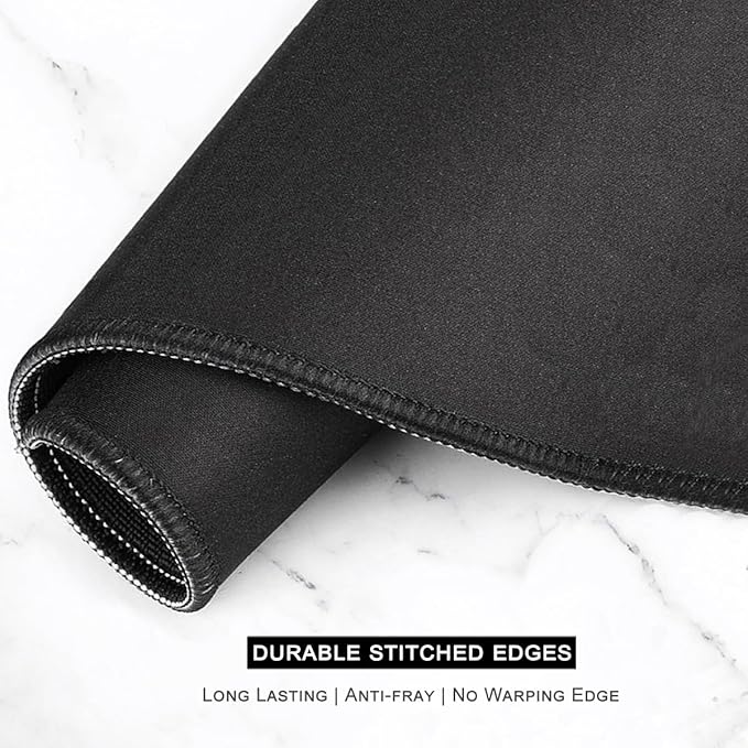 Auhoahsil Large Mouse Pad, XXL Desk Pad, Extened Mousepad 31.5" x 11.8", Non-Slip Rubber Base, Stitched Edges, Superior Surface, Gaming Keyboard Mat, Waterproof Desk Pad, Black Contour