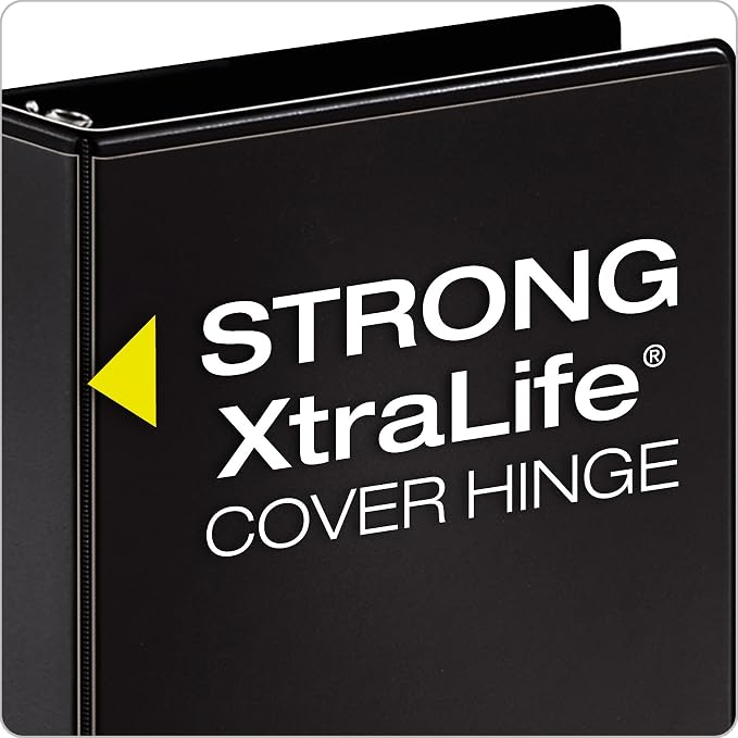 Cardinal 3 Ring Binder,Durable 2 Inch Performer ClearVue Binder, Round Rings, 475-Sheet Capacity, Customizable ClearVue Covers, PVC-Free, Black (67425)
