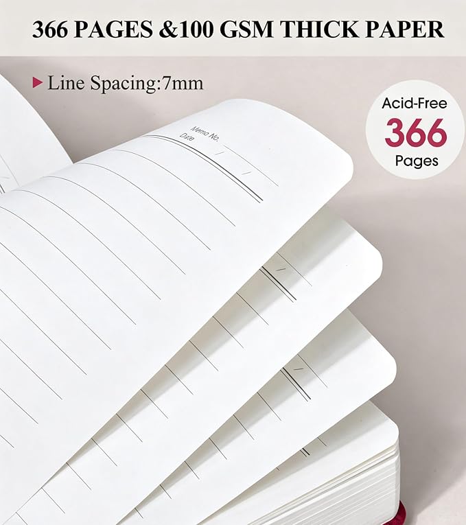 PAIBAS 8.5 x 11 Lined Notebook Journal 366 Pages Leather Journal for Women | Big notebook with 100gsm lined notebook paper college ruled, 3 ribbon bookmarks, front pocket slot & snap button.