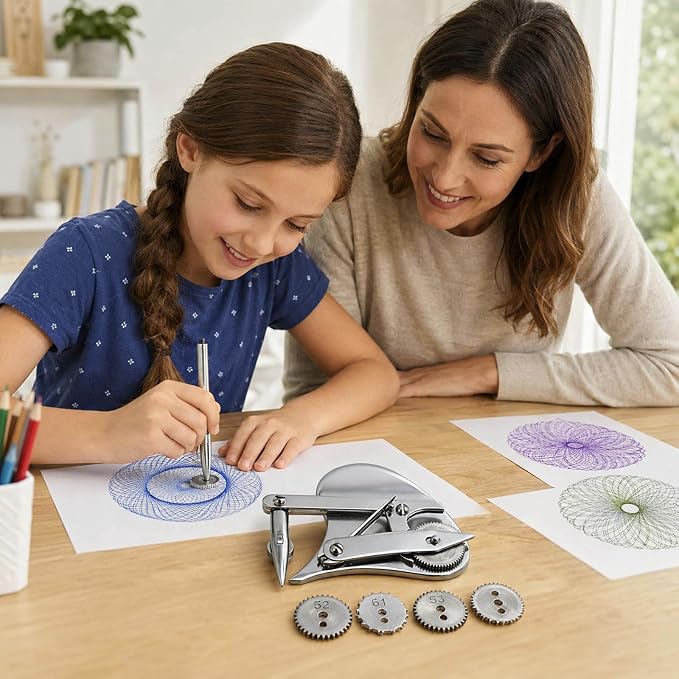 Mechanical Gear Train Ruling Pen - Vintage Precision Dotting Pen Set with 4 Brass Dotting Wheels, Blueprint Drafting Tool for Architects, Designers, Engineers, Technical Drawing Kit (Silver#B)