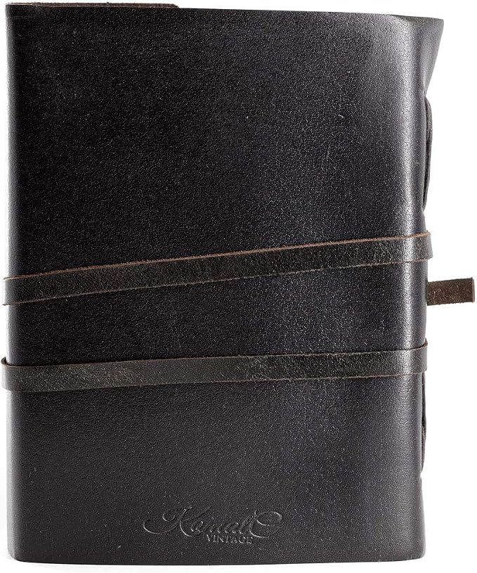KomalC Handmade Leather Journal | Writing Notebook Diary | Bound Daily Notepad For Men & Women Unlined Paper Medium, writing pad for artist, sketch