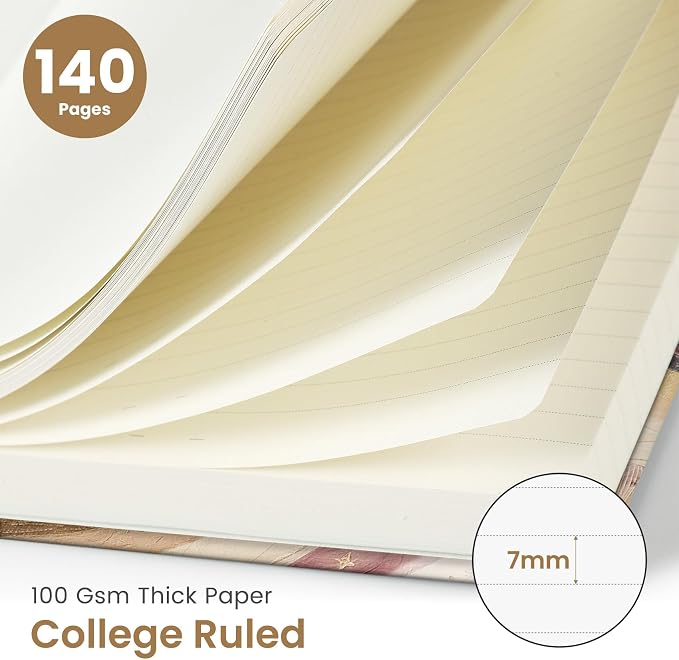 Taja Lined Spiral Journal Notebook for Women, A5 Cute College Ruled Hardcover Notebook for Work & Note Taking, Pretty Journal for Writing, 140 Pages, Landscape