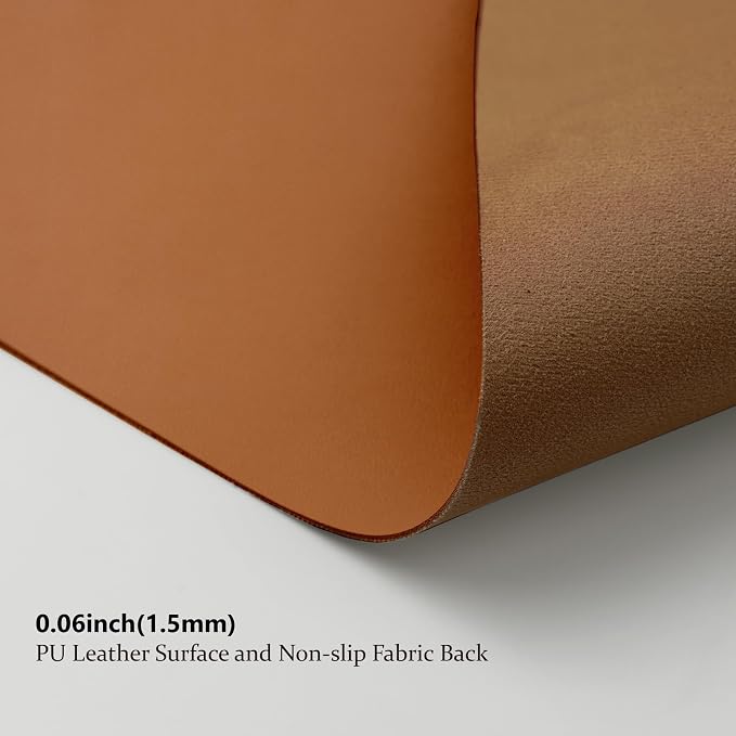 HOMIEAZICOZI Leather Desk Mat - Non-Slip PU Pad for Office and Home Organization Accessories Ideal Large Mouse Mats on Top of Desks (Brown,31.5''x 15.7'') (DPD-Br-M)