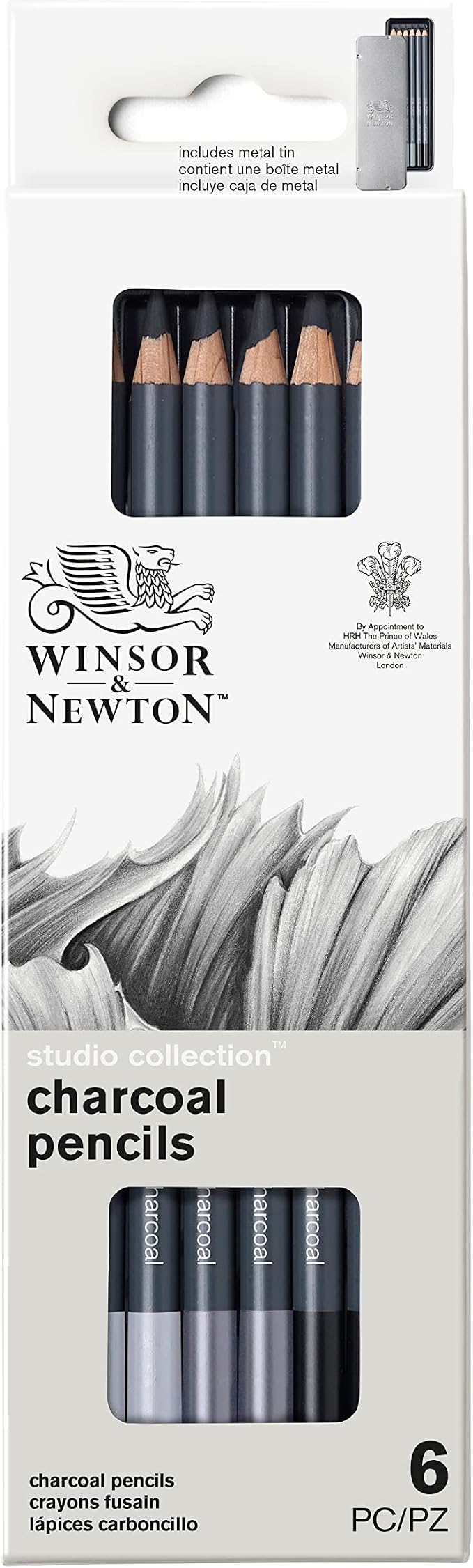 Winsor & Newton Studio Collection, 6 Count, Charcoal Pencils