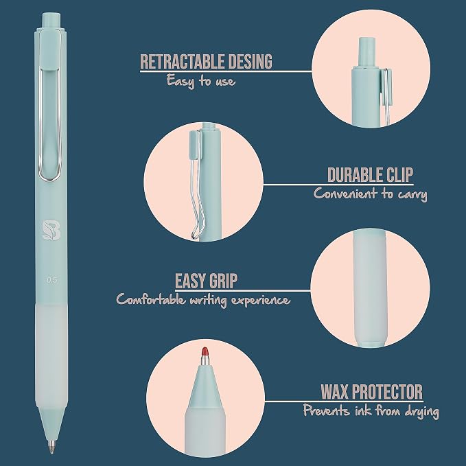 BLIEVE Bible Pens No Bleed Through Thin Pages, Pastel Gel Pens, 8 Pack | Fast Dry Ink, Matte Finish, Smooth Writing,No Bleed, For Journaling, Bible Notes, Drawing - Colored Ink