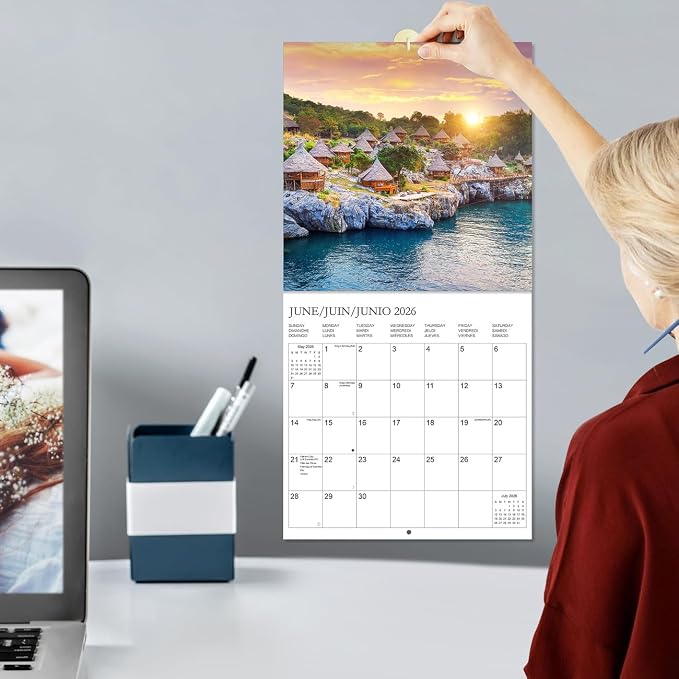 Calendar 2026 - Wall Calendar from January 2026 to December 2026, 3 Languages(English,French,Spanish), 2026 Wall Calendar with Holiday Marked, Premium Paper for Organizing, 12" x 12",National Park - D
