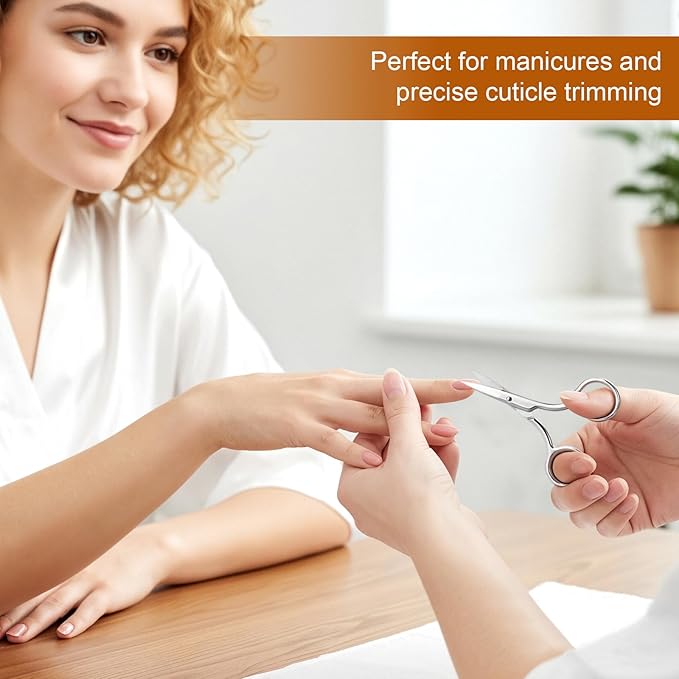 2-Pack Small Scissors, Professional Eyebrow & Facial Hair Scissors - Stainless Steel Precision Grooming Kit for Women & Men | 3.5” Straight Tip for Eyebrows, Beard, Nose, Mustache & Ear Hair Scissors