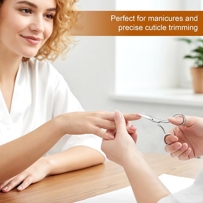 2Pcs Facial Hair Small Grooming Scissors For Men & Women - Eyebrow, Nose Hair, Mustache, Beard, Eyelashes, Ear Hair Trimming Kit, Pointed Scissors and Round Scissors, Travel Friendly Mini Scissors Set