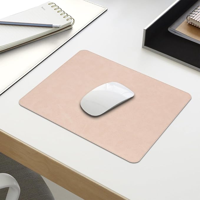 Mouse pad, Non-Slip Washable Waterproof Computer Mouse mat Thick for Laptop Wireless Mouse Home Office Travel, Portable 9.8"x 8.3" S Beige