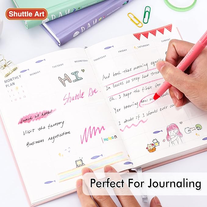 Shuttle Art 5 Pack Pink Gel Highlighters,Bible Highlighters,No Bleed Through, Bible Journaling Supplies,Great for Journaling, Highlighting and Studying
