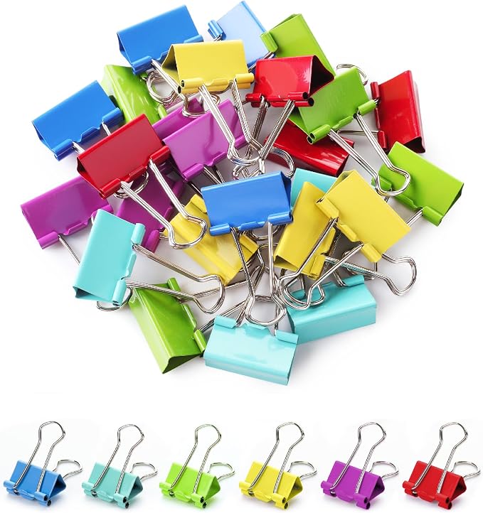 Mr. Pen- Binder Clips, 1.25 inch, 25 Pack | Colored Colored Binder Paper Clips Medium Size, Paper Clamps for Office Supplies, Home, School, Business, Document Organizing