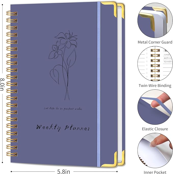 TREES Undated Weekly Planner, Weekly To-Do List, Goal and Habit Tracker | 5.8" x 8" Spiral-Bound Organizer for Weekly Goals, Tasks and Habits, Designed for Work, School and Everyday Planning