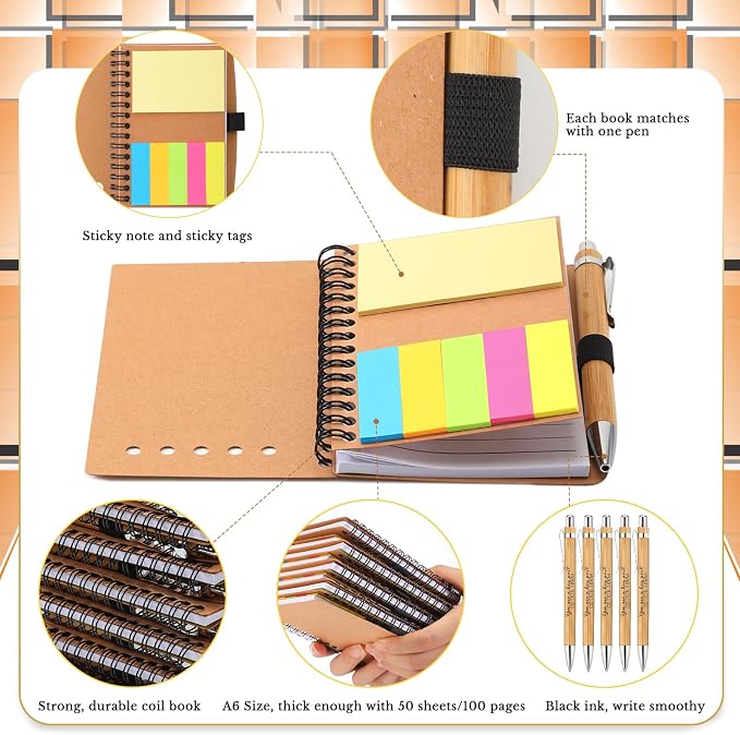 Jetec 25 Sets Inspirational Notebook Bulk Back to School Gifts Motivational Notebook with Pen and Sticky Notepad Employee Appreciation Gift for Teacher Student Coworker School Office (Team)