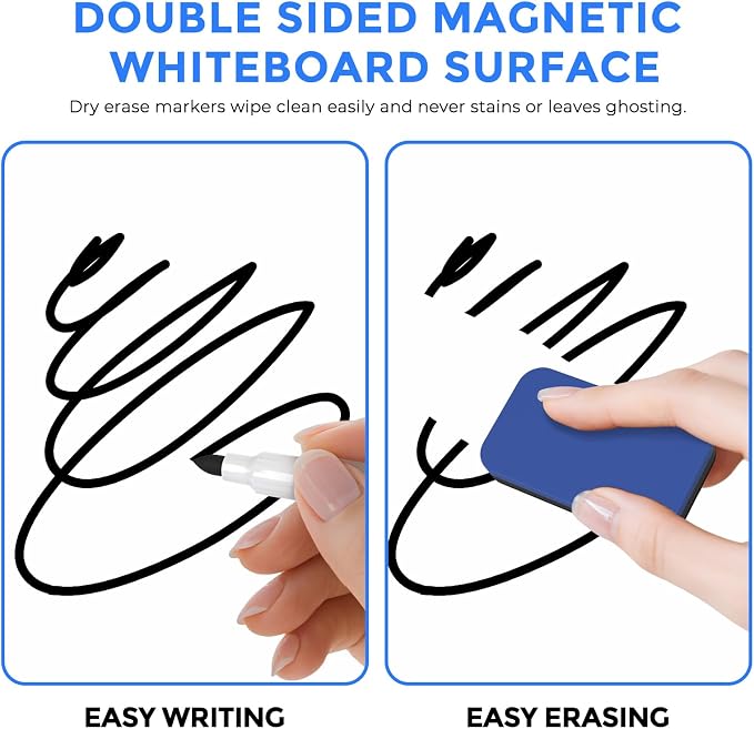 MaxGear Monthly Calendar Dry Erase Board for Wall, 24"x18", Aluminum Frame | Double-sided, magnetic surface, Includes 6 Markers & 6 Magnets, portable for Planning, Memo, to Do List, Home Office Kitchen