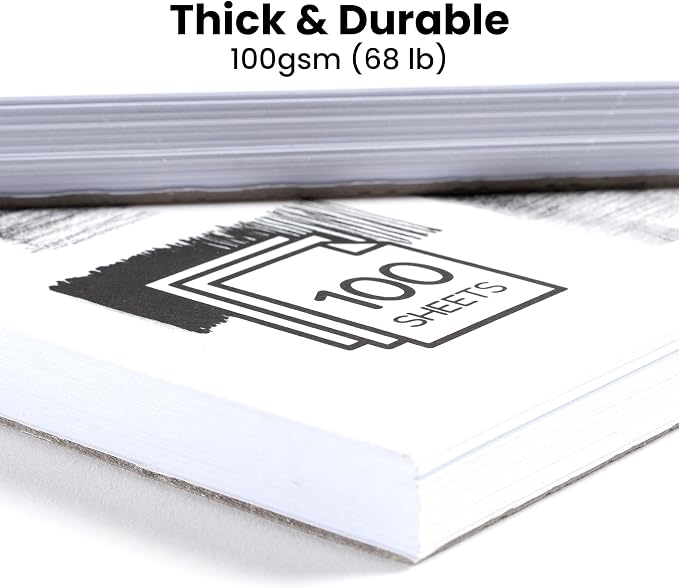 ARTISTIK Spiral Sketch Pad – 100-Sheet Perforated Sketchbook for Pencil, Pastel & Crayon – 100 g/m²(68lb) Mixed Media Sketching & Writing Pad – 9" x 12", Pack of 2
