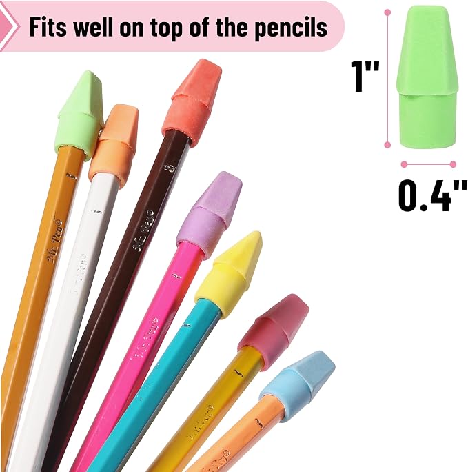Mr. Pen- Pencil Erasers Toppers, 500 Pack, Colorful, Latex Free, No Smudge | Mr Pen Erasers for Pencils, Bulk Pencil Eraser Caps, Teachers as School Supplies, Classroom Set for Kids