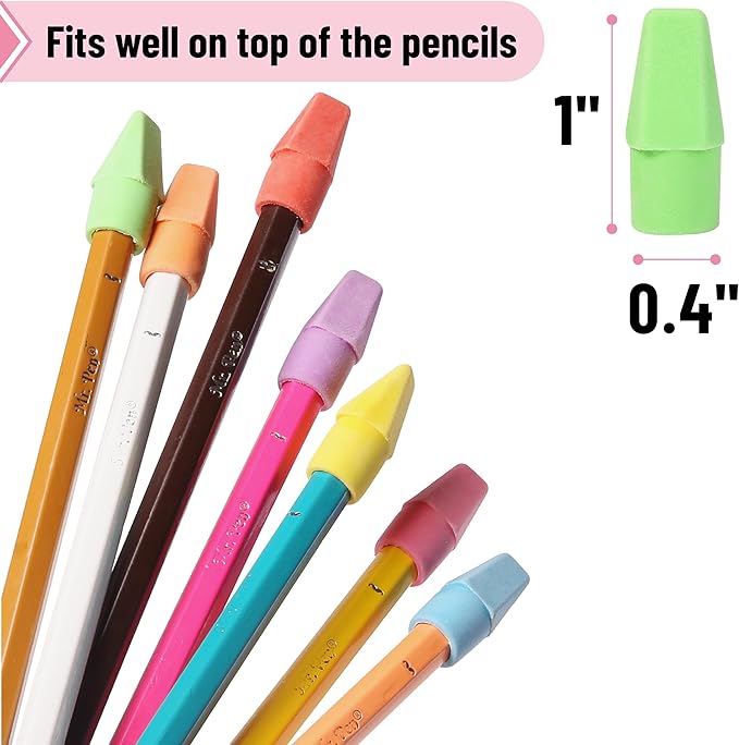 Mr. Pen- Pencil Erasers Toppers, 120 Pack, Colorful, Latex Free, No Smudge | Mr Pen Erasers for Pencils